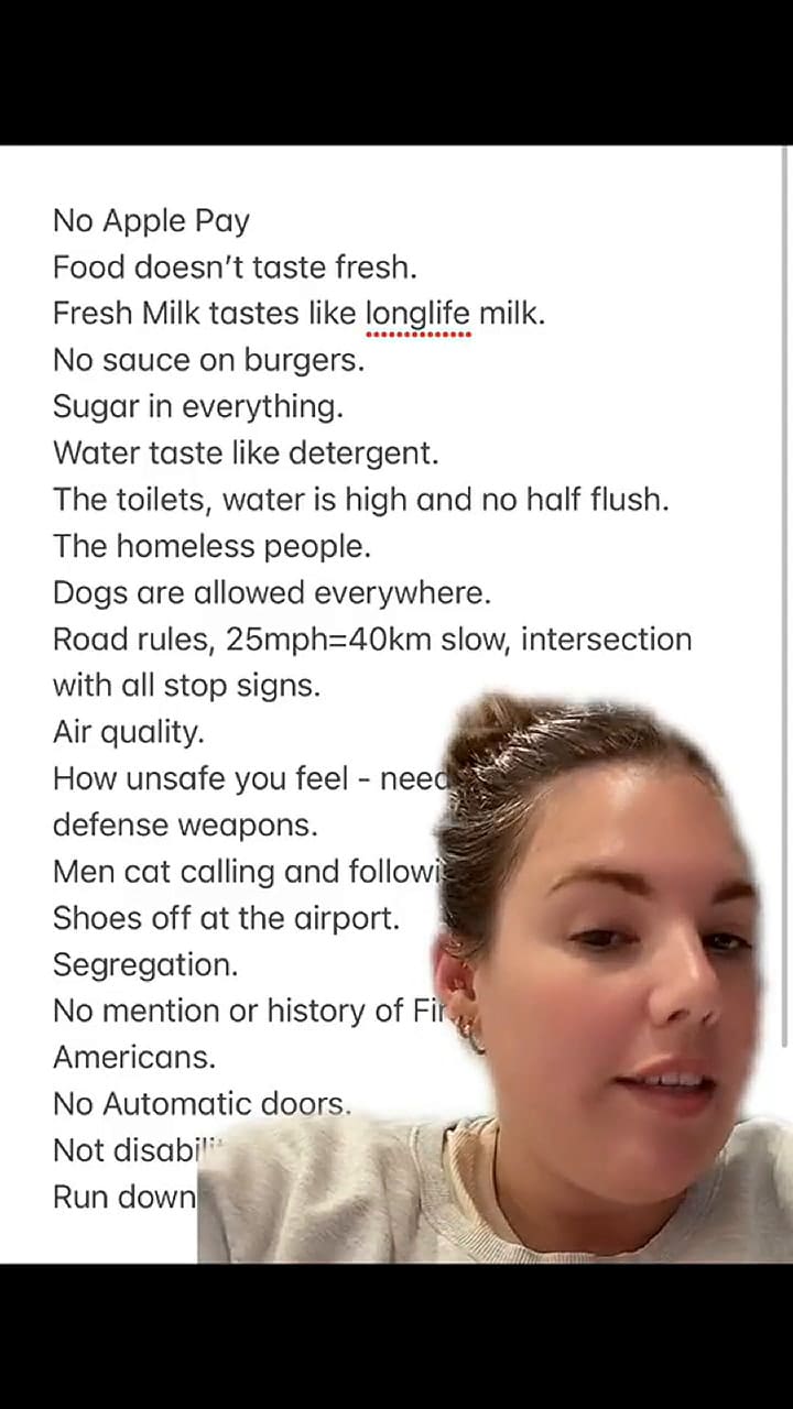 Una tiktoker dio las razones por las que cree que Estados Unidos no es un país de primer mundo