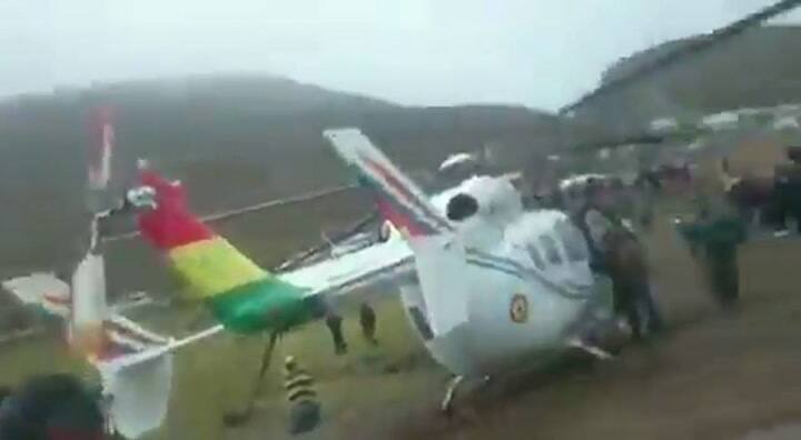 El helicóptero del presidente Evo Morales sufrio un accidente a cinco minutos de Colquiri - Fuente: