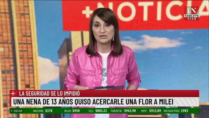 Una nena de 13 años quiso acercarle una flor a Milei