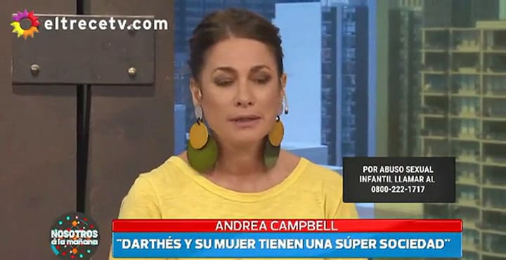 Andrea Campbell reveló que Darthés le tocó la cola durante una Navidad - Fuente: El Trece