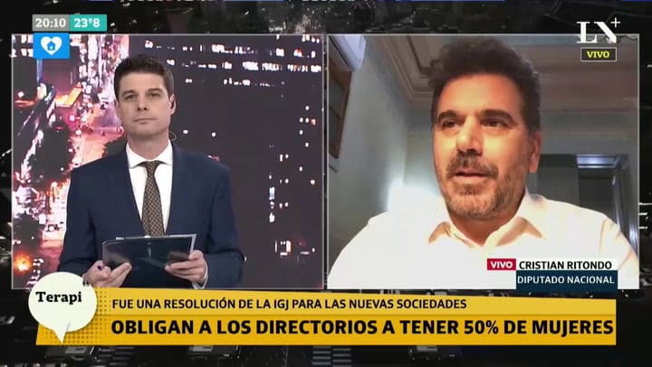 Ritondo sobre la paridad de género en directorios: 'Es errado, excesivo y atenta contra la libertad'