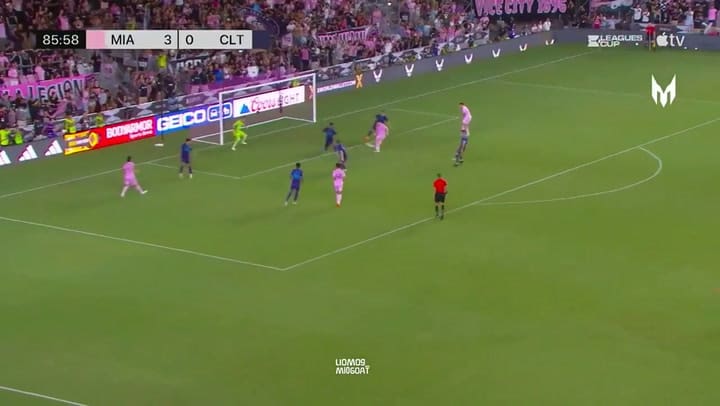 Remate seco de Lionel Messi para cerrar la goleada de 4 a 0 de Inter Miami vs. Charlotte.- Fuente: T