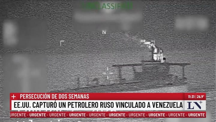 Asi incauto EE.UU. un barco petrolero ruso vinculado a Venezuela tras una persecucion de dos semanas en el oceano Atlantico