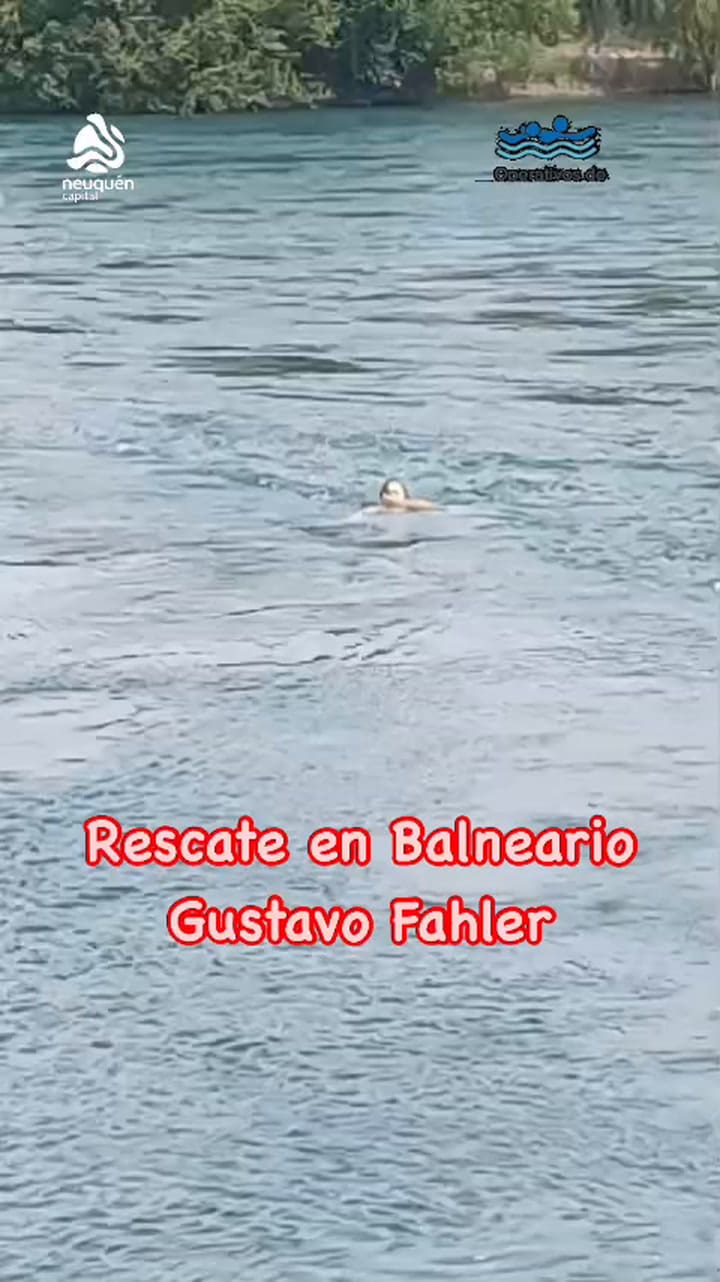 El rescate en un balneario de Neuquén