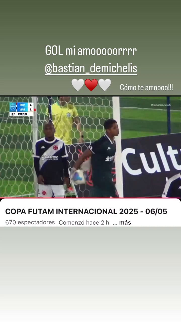 El orgullo de Evangelina Anderson por el gol de su hijo Bastián Demichelis