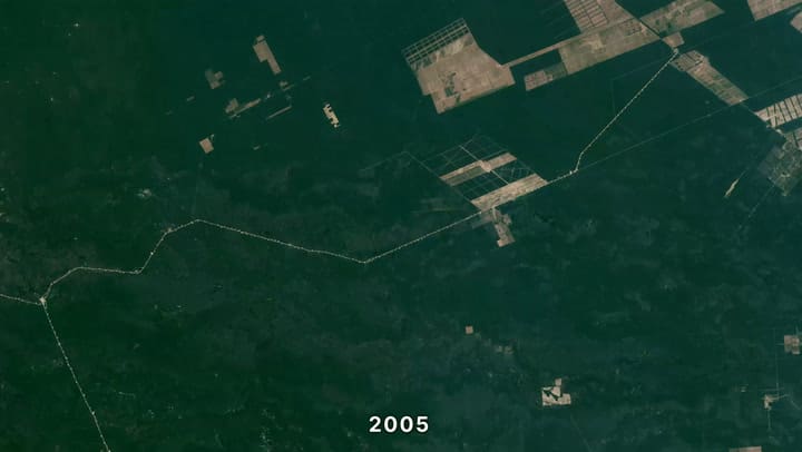 Landsat también se centró en Chaco, Paraguay, donde se pudo observar la extensa deforestación desde 1985 hasta 2025