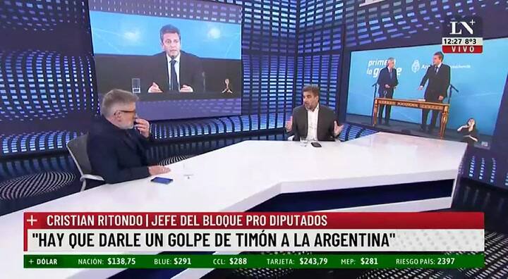 Las críticas de Cristian Ritondo al Gobierno