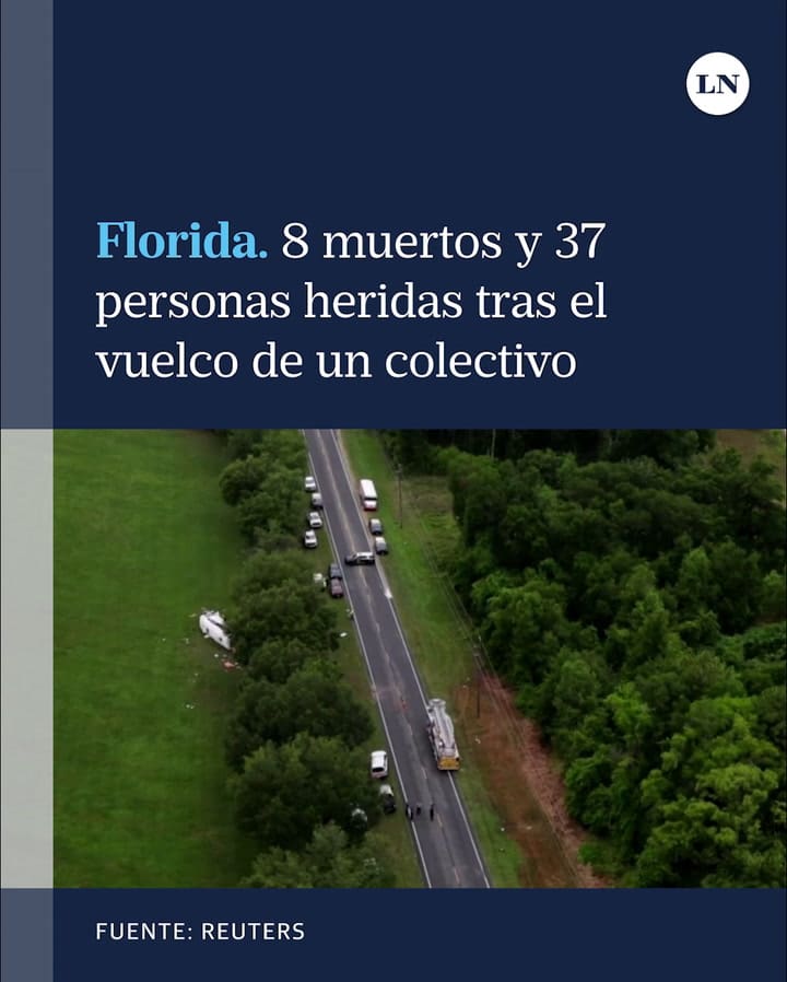 Florida: 8 muertos y 37 personas heridas tras el vuelco de un colectivo