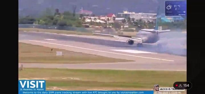 Un avión aterrizó en una isla en el Caribe y colapsó una rueda: evacuación y heridos