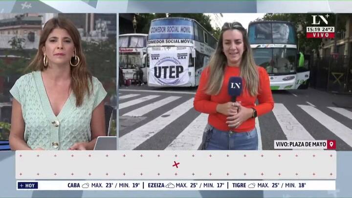 Protesta de micros de larga distancia en el microcentro