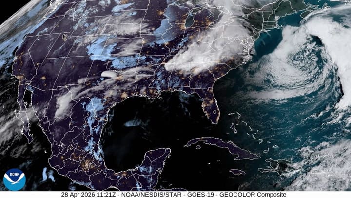 Satélite de la NOAA: el cielo de Estados Unidos desde el espacio hoy