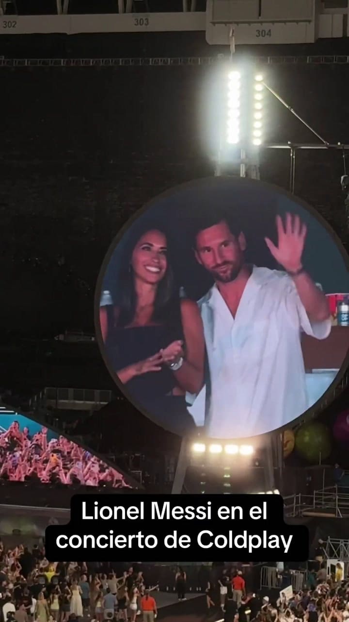 Lionel Messi y Anto Roccuzzo fueron captados por la kiss-cam de Coldplay