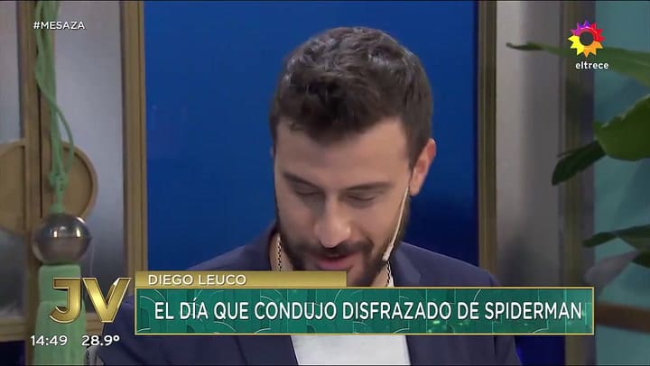 Leuco se disfrazó de Spiderman por una apuesta.