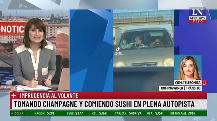 Video: tomó champagne y comió sushi mientras manejaba y causó polémica