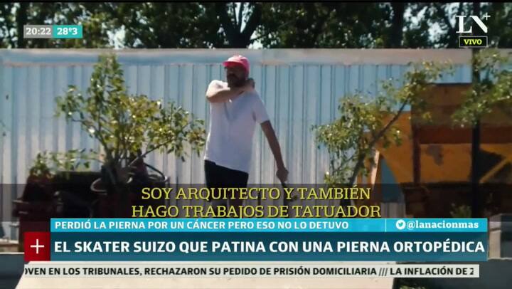 El skater suizo que patina con una pierna ortopédica