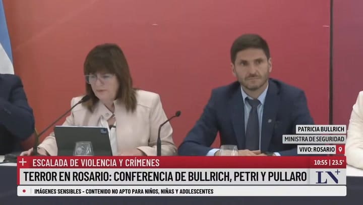 Patricia Bullrich: "Rosario no será una tierra de narcoterroristas"