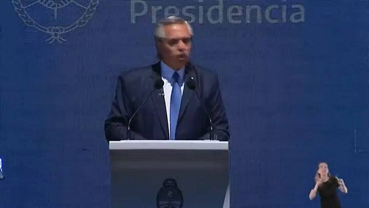 Alberto Fernández, en el acto para conmemorar sus tres años de gobierno