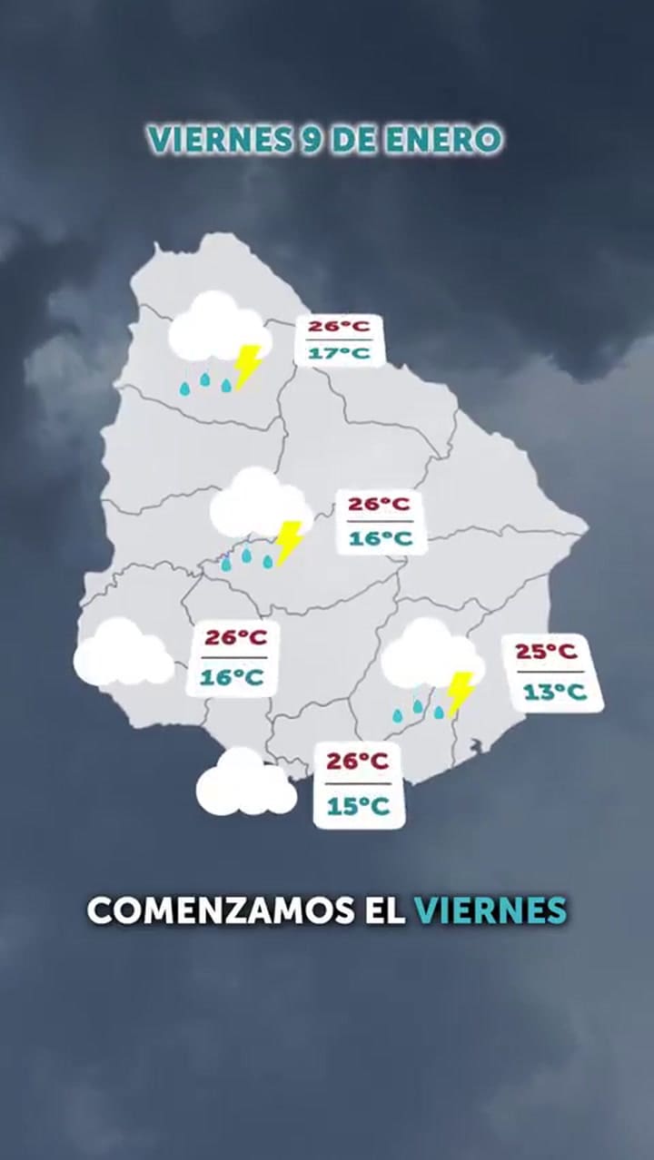 El fenómeno meteorológico alcanzará el sector este uruguayo durante la jornada del sábado