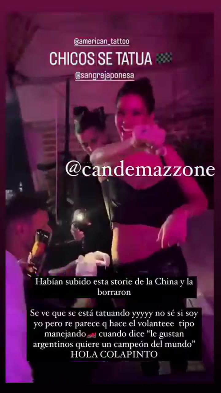 El video del momento en el que la China Suárez se tatuó en honor a Colapinto