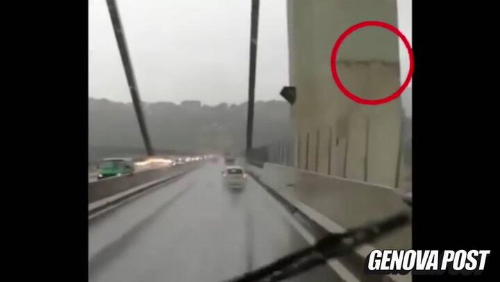 Tragedia en Génova: el video que muestra la grieta en uno de los pilares del puente - Fuente: Génova