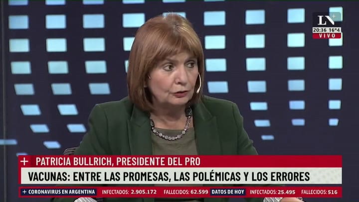 Patricia Bullrich sobre la vacuna de Pfizer: “Les podíamos haber dado las Malvinas'