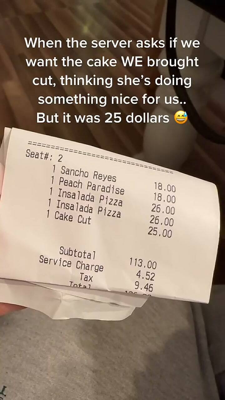 Una chica descubre que le cobraron US$25 por celebrar su cumpleaños en un restaurante