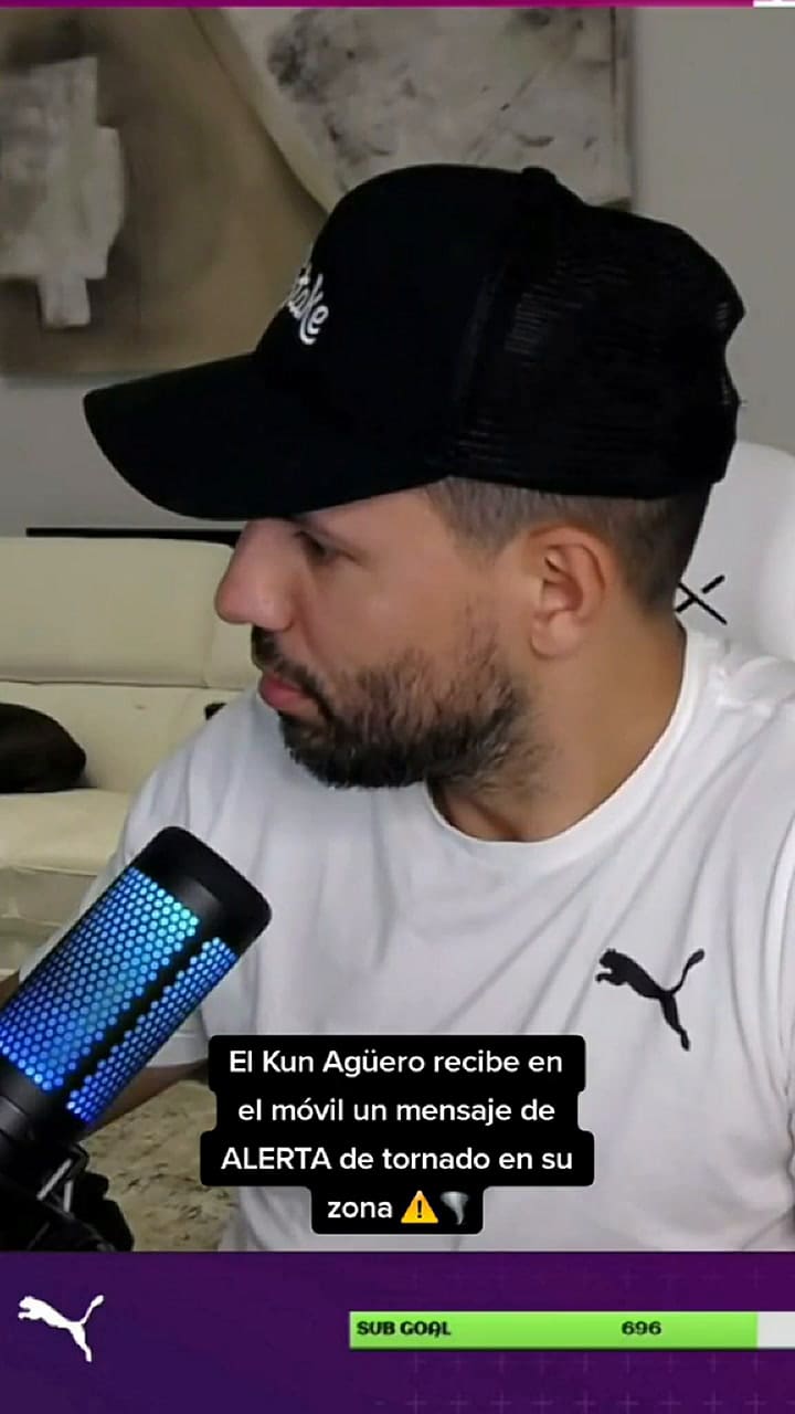 Así fue el momento en el que Kun Agüero recibió una alerta de tornado