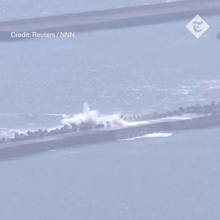Olas en Hokkaido, Japón, tras el terremoto en Rusia