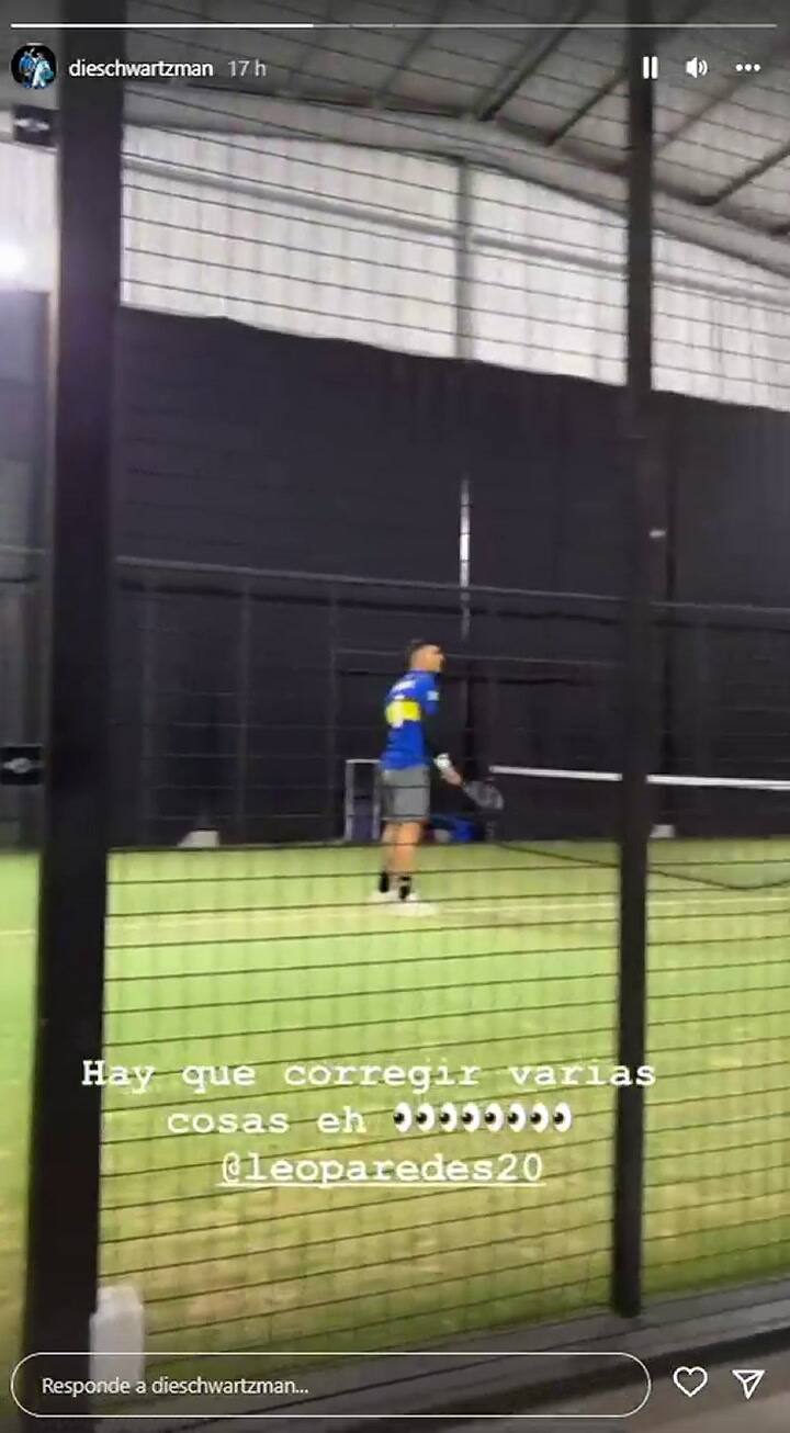 Leandro Paredes jugó al padel con Diego Schwartzman, quien lo mandó a 'corregir cosas'
