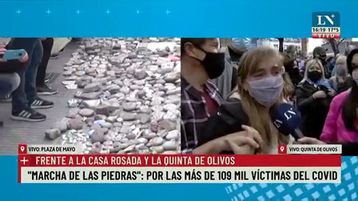 Marcha de las piedras: testimonios de dolor y angustia frente a la quinta de Olivos