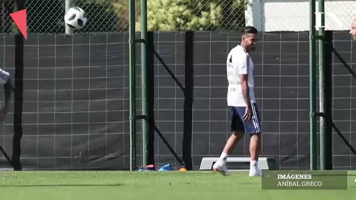 El entrenamiento de Lanzini con la selección, antes de lesionarse