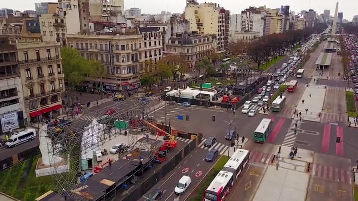 Los preparativos en la 9 de Julio para los JJOO de la Juventud - Crédito: Jorge Vidal