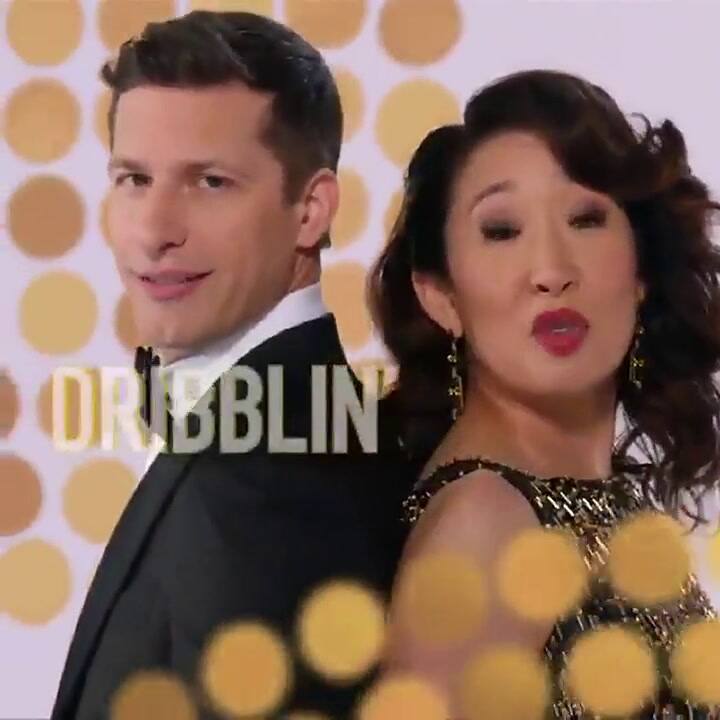 Promo de los Globos de Oro con Sandra Oh y Andy Samberg - Fuente: Twitter