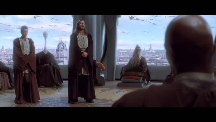 El respetado consejo Jedi en debate. Fuente: Youtube