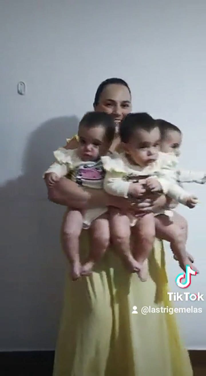 Vanina Catalá es la madre de las trigemelas Victoria, Julieta y Delfina