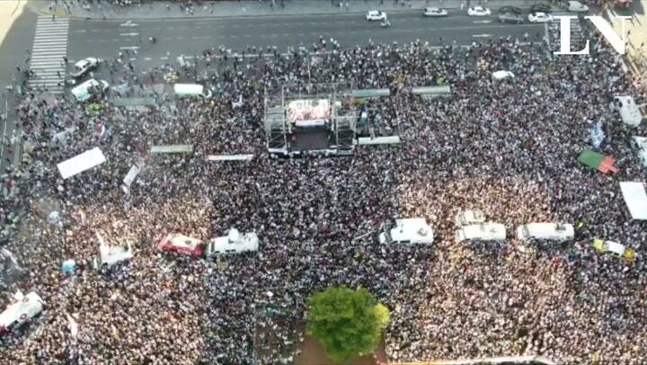 La marcha por Fernándo Báez Sosa, desde el drone de LN