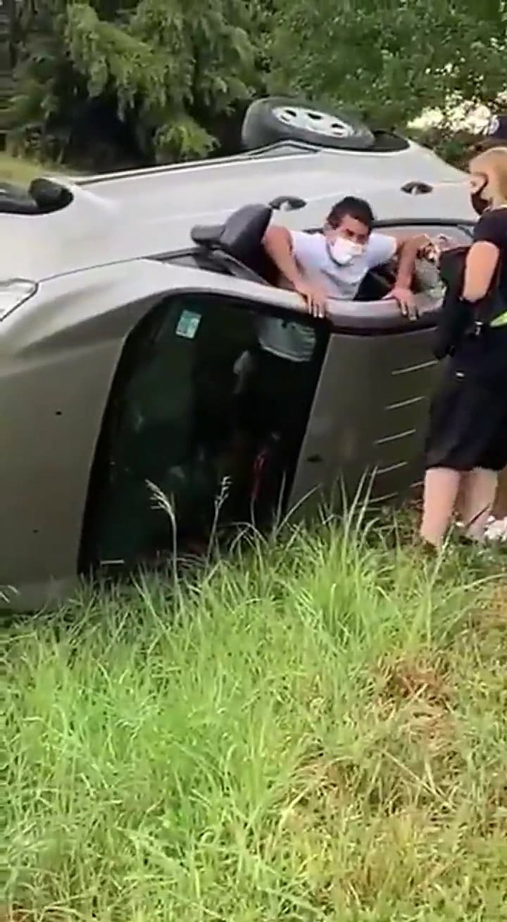 Pulga' Rodríguez ayudó a socorrer a una mujer que se accidentó en la ruta