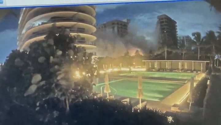Nuevo video del derrumbe esta madrugada en Miami