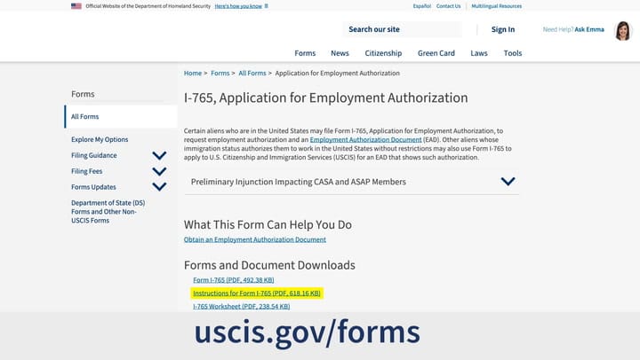 Cómo buscar y descargar el formulario más reciente de Uscis