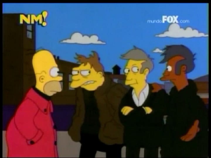 Los Simpson en la azotea del bar de Moe - Fuente: YouTube