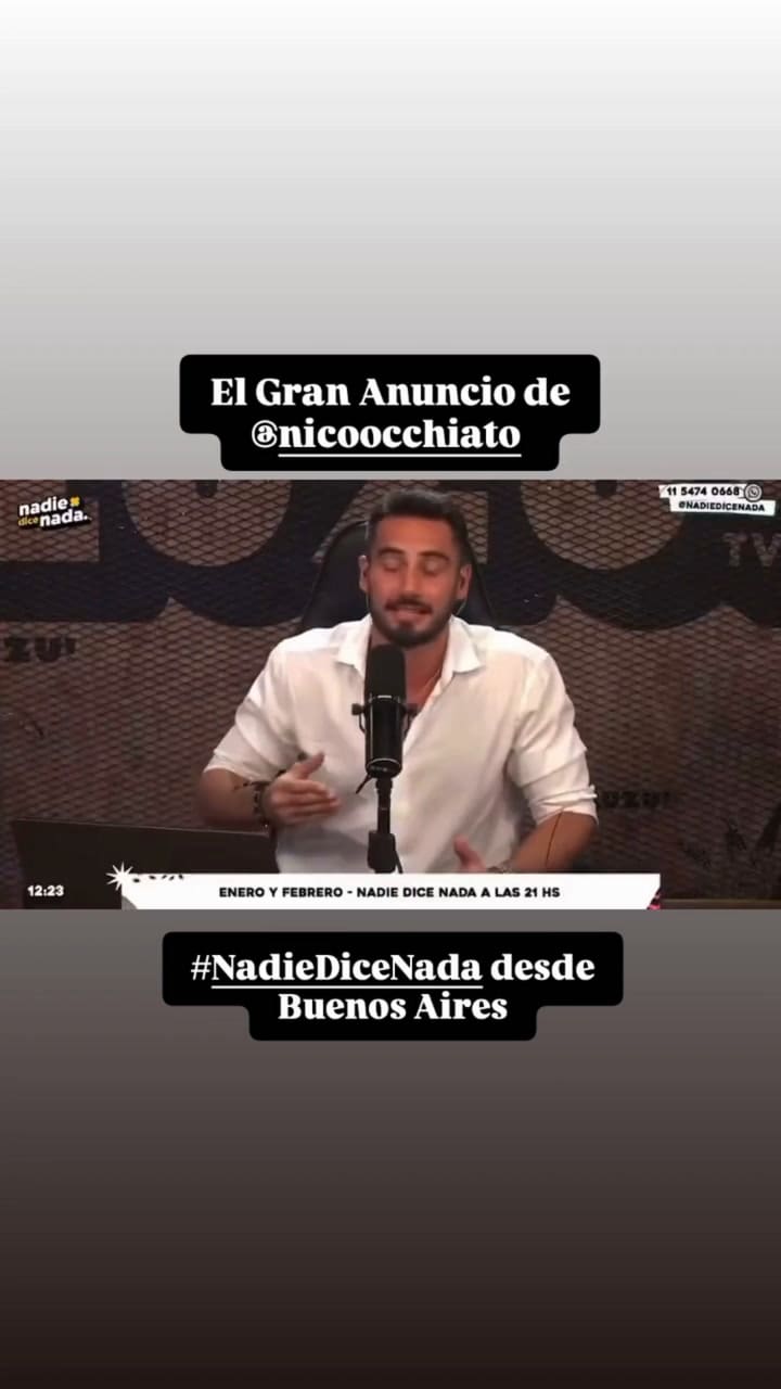 Nicolás Occhiato anunció que Nadie Dice Nada cambiará su horario en verano
