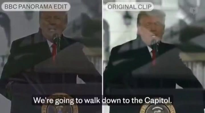 Scandal at the British Broadcasting Corporation (BBC) over the editing of a speech by Donald Trump