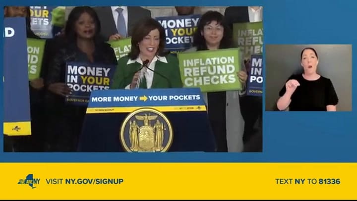 Los cheques que enviará Hochul en Nueva York para contrarrestar el efecto de la inflación