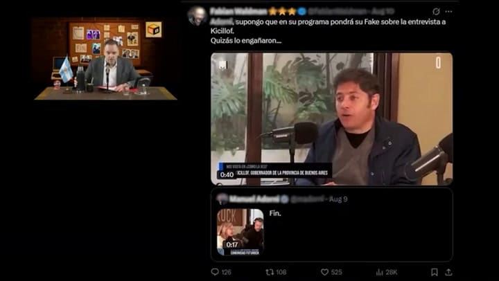 La fallida justificación de Adorni sobre la fake que compartió de Kicillof