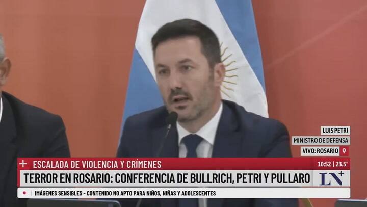 Luis Petri, ministro de Defensa: "Las fuerzas armadas van a participar del operativo en Rosario"