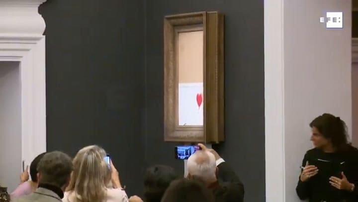 Se subasta, y revalorizado, el cuadro de Banksy que se autodestruyó