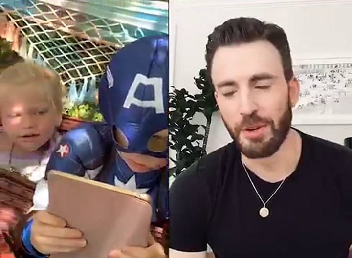 Chris Evans le regala el escudo del Capitán América al niño que salvó a su hermana de un perro
