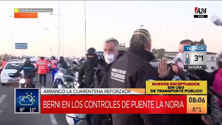 Sergio Berni y su intervención en un control en los accesos a la Ciudad - Fuente: A24
