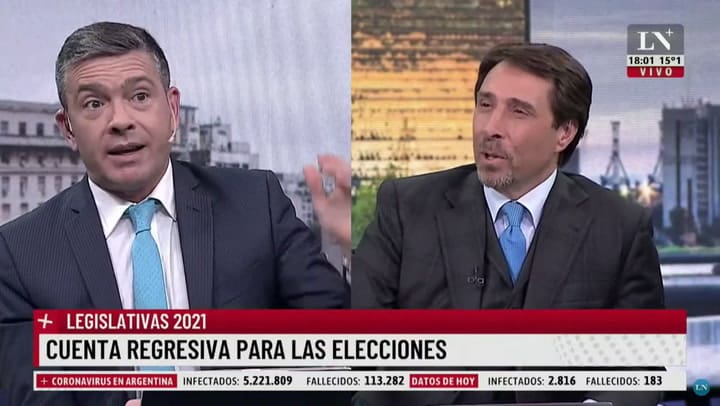 El accidentado pase de Eduardo Feinmann con Pablo Rossi