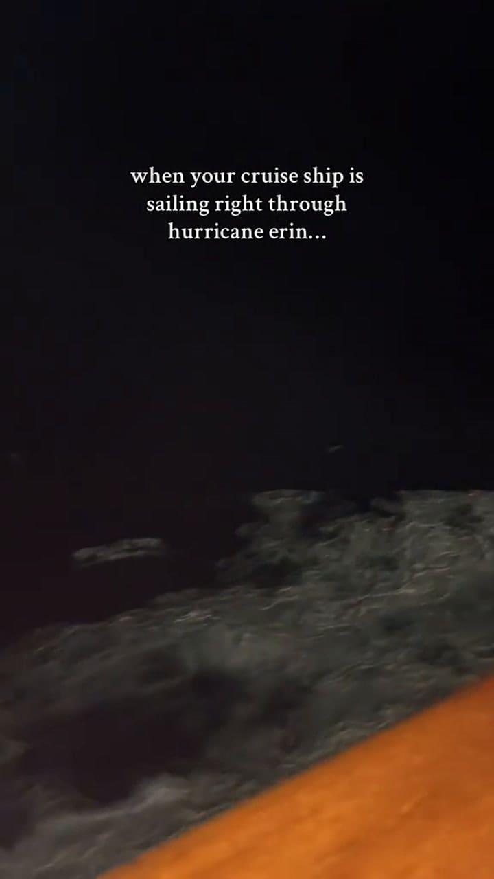 La pareja compartió el inquietante momento en el que atravesaron un huracán en medio del crucero